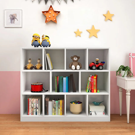 Kids' Rooms Modern White Multi-Shelf Wide Bookcase Image - 1