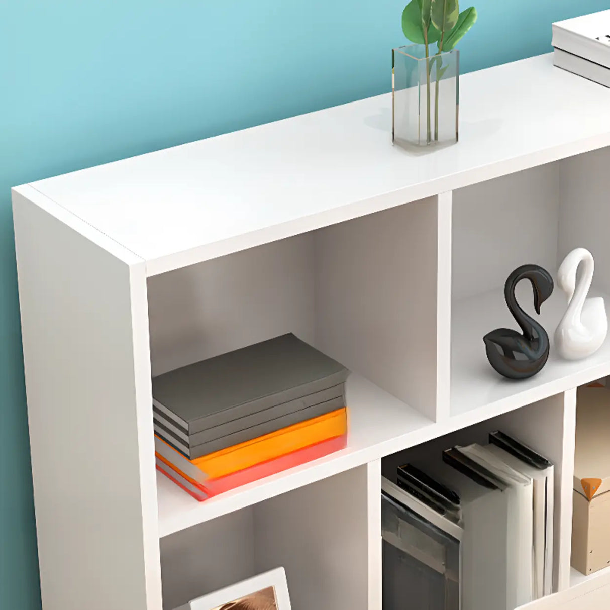 Kids' Rooms Modern White Multi-Shelf Wide Bookcase Image - 10