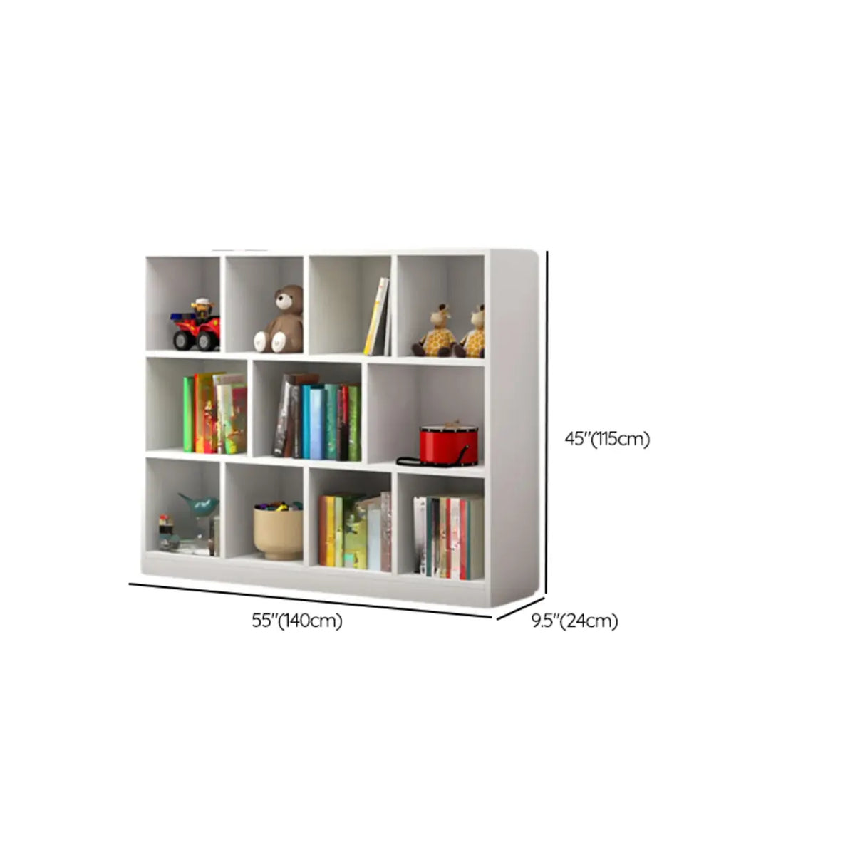 Kids' Rooms Modern White Multi-Shelf Wide Bookcase Image - 16