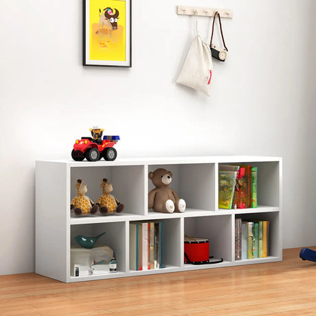 Kids' Rooms Modern White Multi-Shelf Wide Bookcase Image - 2