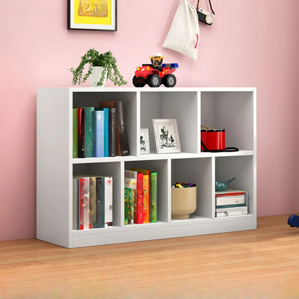 Kids' Rooms Modern White Multi-Shelf Wide Bookcase Image - 3
