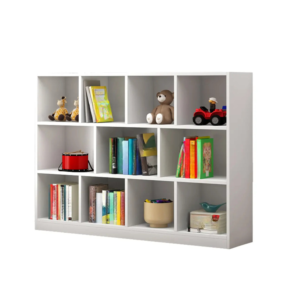 Kids' Rooms Modern White Multi-Shelf Wide Bookcase Image - 4