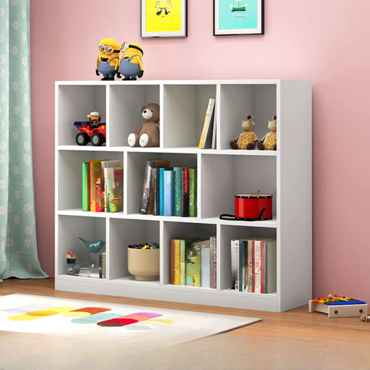 Kids' Rooms Modern White Multi-Shelf Wide Bookcase Image - 5