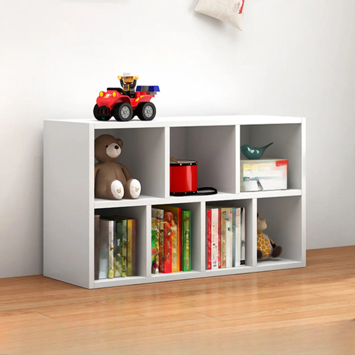 Kids' Rooms Modern White Multi-Shelf Wide Bookcase Image - 7