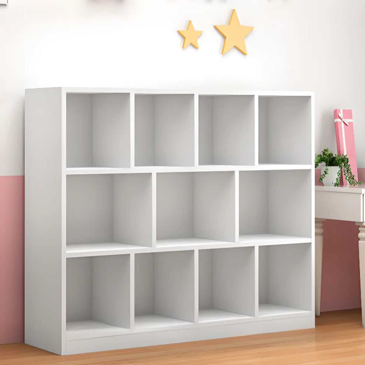Kids' Rooms Modern White Multi-Shelf Wide Bookcase Image - 8