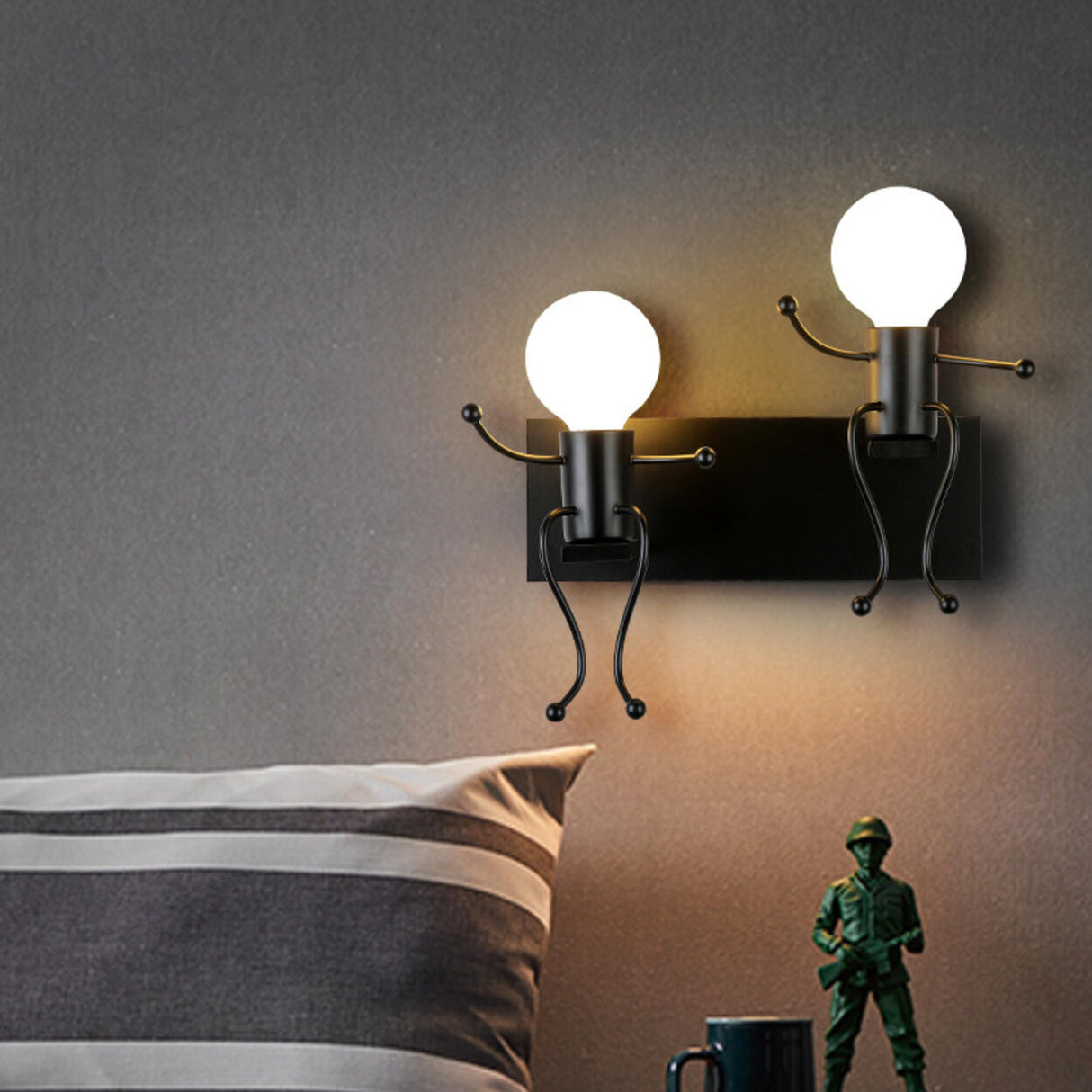 Kids' Rooms Playful Red Figure Metal Wall Light Image - 3