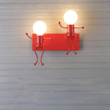Kids' Rooms Playful Red Figure Metal Wall Light Image - 4