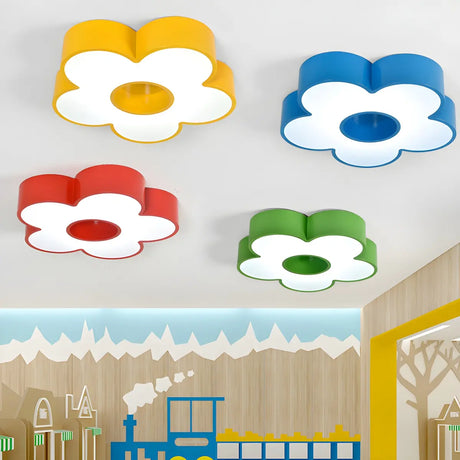 Kindergarten Small Blue Flower LED Flush Mount Light Image - 1