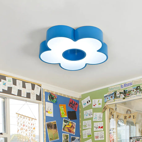 Kindergarten Small Blue Flower LED Flush Mount Light Image - 2