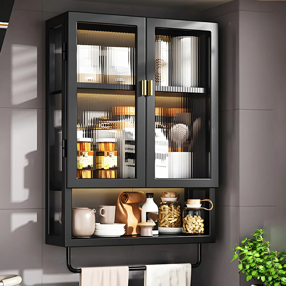 Kitchen Rectangular Wall-Mount Metal Storage Cabinet Image - 18