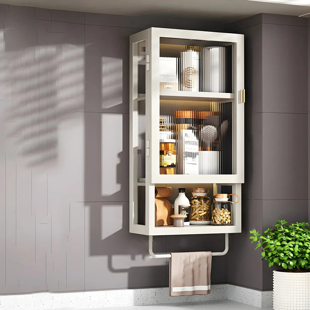 Kitchen Rectangular Wall-Mount Metal Storage Cabinet Image - 25
