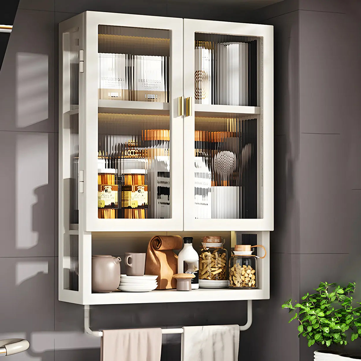 Kitchen Rectangular Wall-Mount Metal Storage Cabinet Image - 27