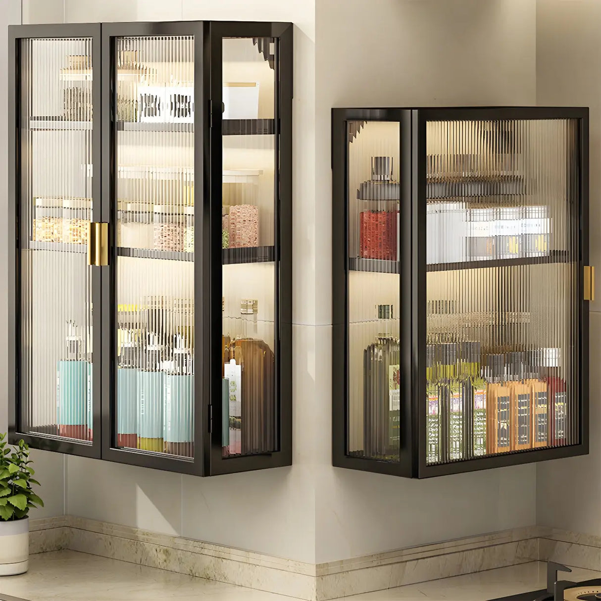 Kitchen Rectangular Wall-Mount Metal Storage Cabinet Image - 3