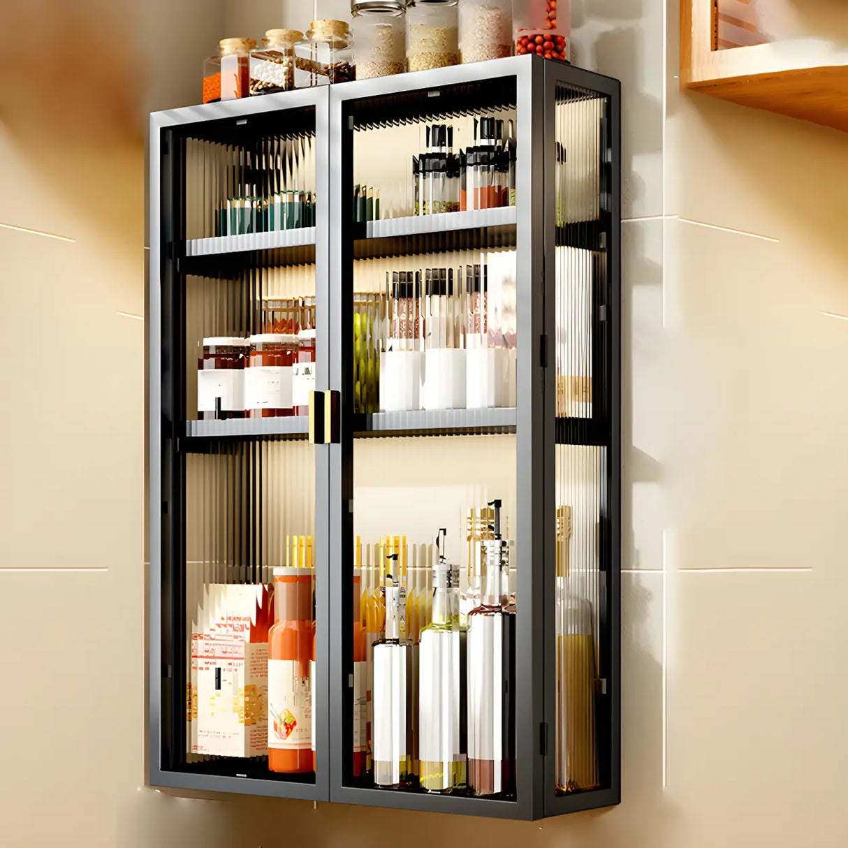 Kitchen Rectangular Wall-Mount Metal Storage Cabinet Image - 9