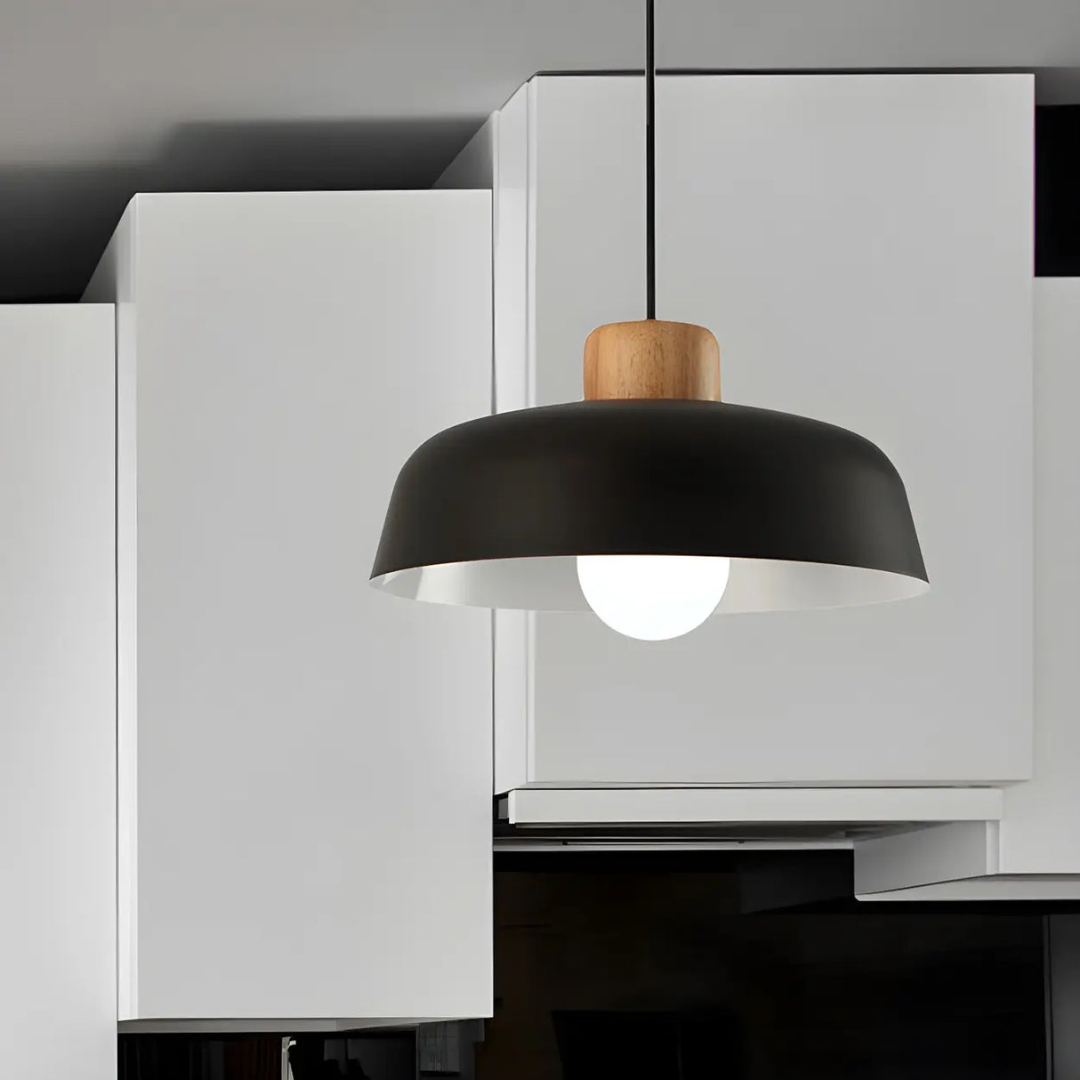 Kitchen Simplistic Bowl-Shaped Metal Pendant Light Image - 1