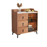 Kitchen Storage Sideboard Wood China Cabinet Nut-Brown Image - 25