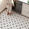 Kitchen Vinyl Rectangular Floral Pattern Blue Area Rug Image - 3