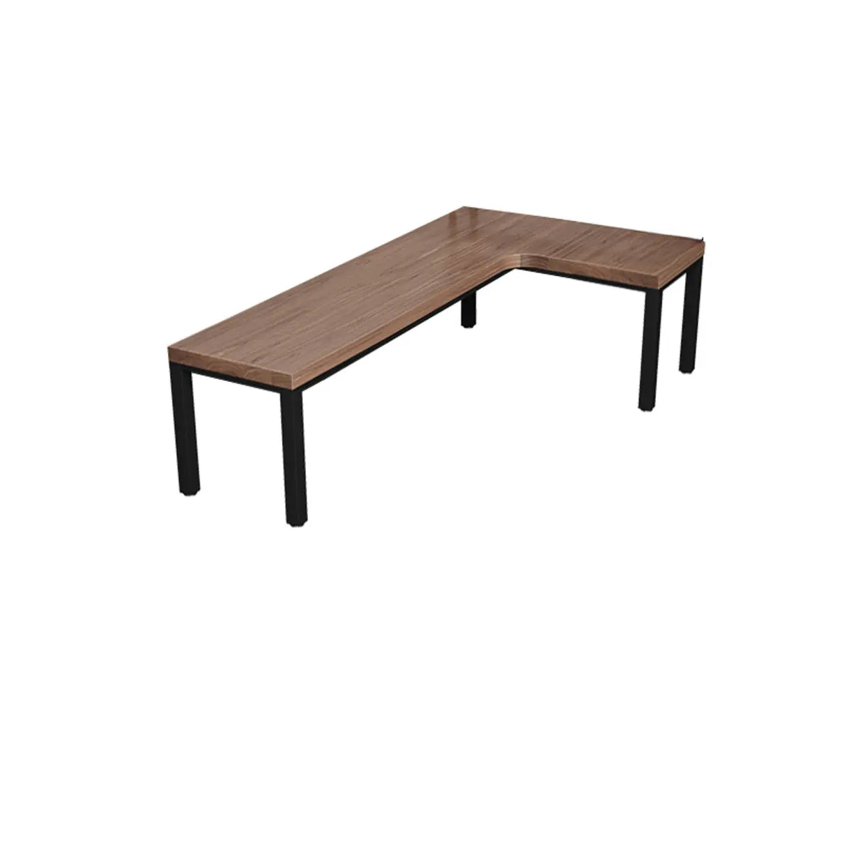 L-Shape Brown Lumber H-Shape Base Double Computer Desk Image - 14