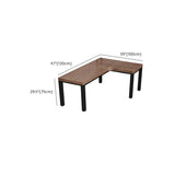 L-Shape Brown Lumber H-Shape Base Double Computer Desk #size