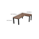 L-Shape Brown Lumber H-Shape Base Double Computer Desk Image - 31