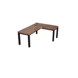 L-Shape Brown Lumber H-Shape Base Double Computer Desk Image - 4
