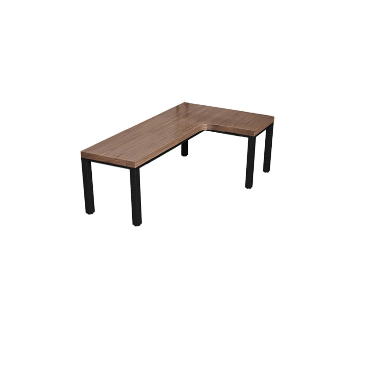 L-Shape Brown Lumber H-Shape Base Double Computer Desk Image - 5