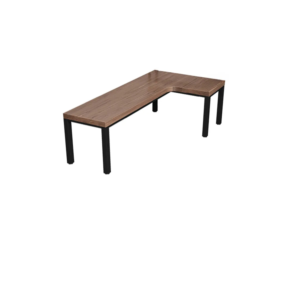 L-Shape Brown Lumber H-Shape Base Double Computer Desk Image - 9