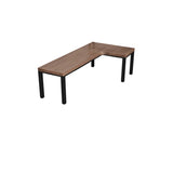 L-Shape Brown Lumber H-Shape Base Double Computer Desk Image - 9