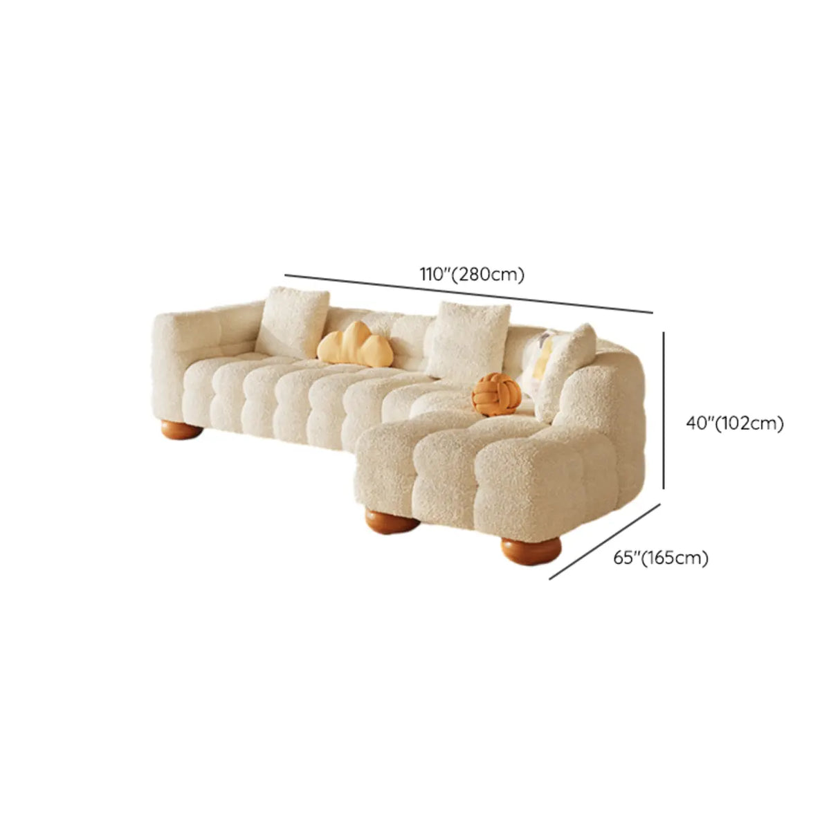 L-Shape Cream Medium Tufted Cozy Corner Sectional Sofa 