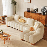 L-Shape Cream Medium Tufted Cozy Corner Sectional Sofa Image - 3