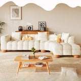 L-Shape Cream Medium Tufted Cozy Corner Sectional Sofa Image - 4
