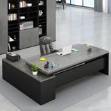 L-Shape Executive Desk with Exterior Shelf and Cabinet Image - 1