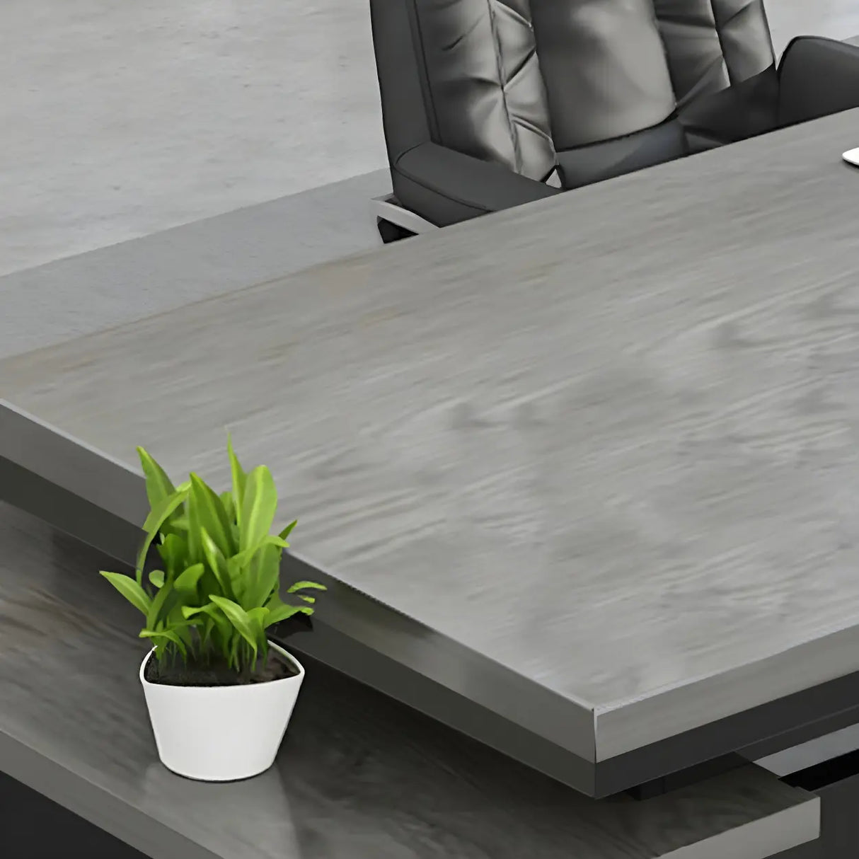 L-Shape Executive Desk with Exterior Shelf and Cabinet Image - 10