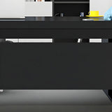 L-Shape Executive Desk with Exterior Shelf and Cabinet Image - 12