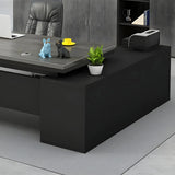 L-Shape Executive Desk with Exterior Shelf and Cabinet Image - 13