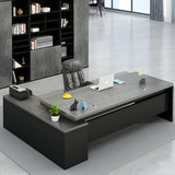 L-Shape Executive Desk with Exterior Shelf and Cabinet Image - 14