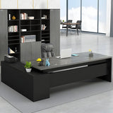 L-Shape Executive Desk with Exterior Shelf and Cabinet Image - 2