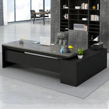 L-Shape Executive Desk with Exterior Shelf and Cabinet Image - 4