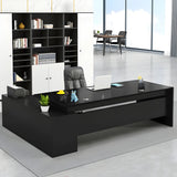 L-Shape Executive Desk with Exterior Shelf and Cabinet Image - 5