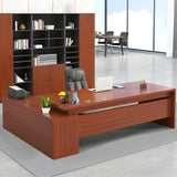 L-Shape Executive Desk with Exterior Shelf and Cabinet Image - 7