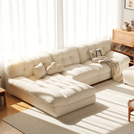 L-Shape Fabric Stain Resistant Beige Large Sectional Sofa Image - 1