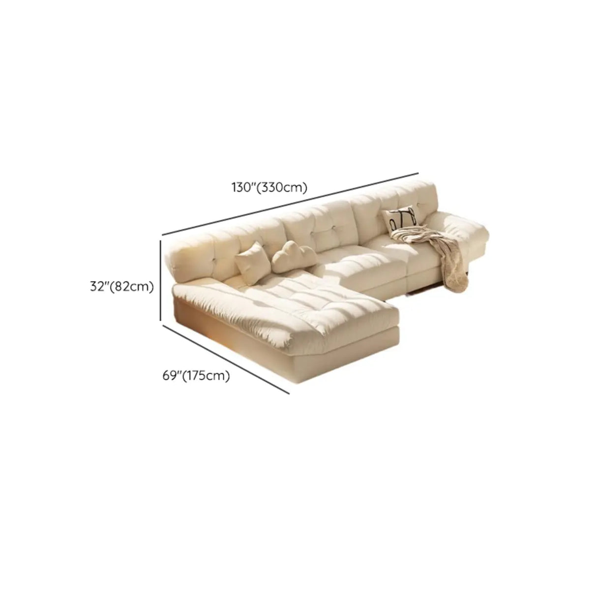 L-Shape Fabric Stain Resistant Beige Large Sectional Sofa Image - 11