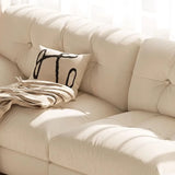 L-Shape Fabric Stain Resistant Beige Large Sectional Sofa Image - 9