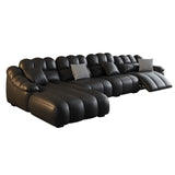 L-Shape Leather Black Large Comfortable Seating Sofa Image - 3