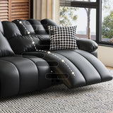 L-Shape Leather Black Large Comfortable Seating Sofa Image - 8