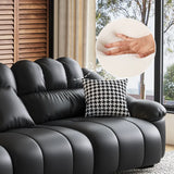 L-Shape Leather Black Large Comfortable Seating Sofa Image - 9