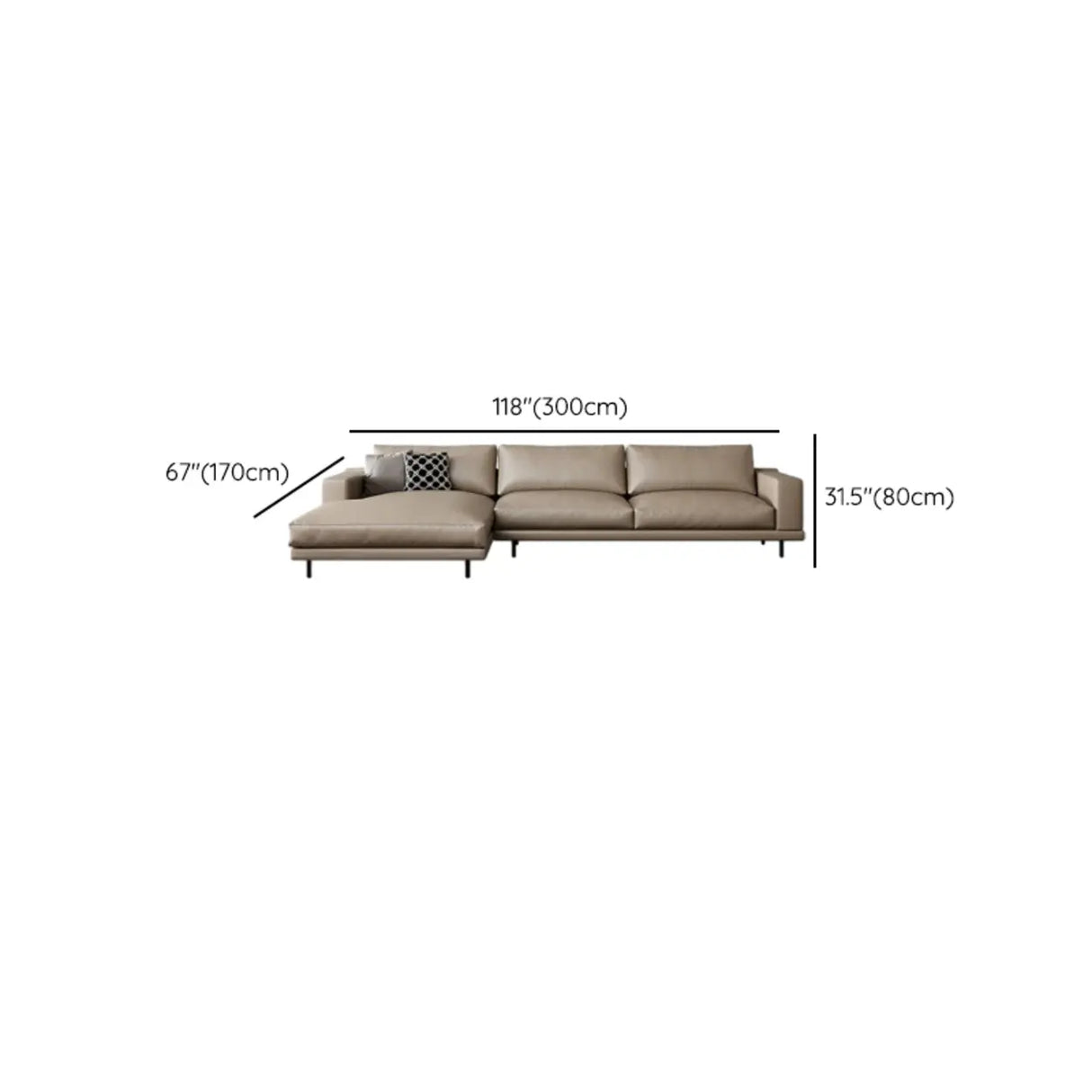 L-Shape Leather Stationary Cushion Back Sectional Sofa Image - 18