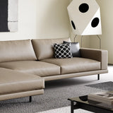 L-Shape Leather Stationary Cushion Back Sectional Sofa Image - 11