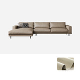 L-Shape Leather Stationary Cushion Back Sectional Sofa Image - 2