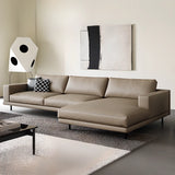 L-Shape Leather Stationary Cushion Back Sectional Sofa Image - 4